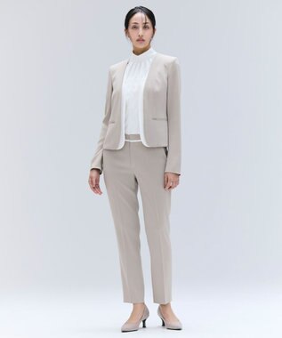 BEIGE， 【洗える・VERY NaVY 11月号掲載】CINDY / ダブルカラージャケット Taupe × White