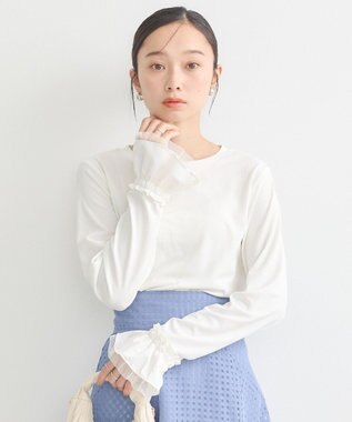 earth music&ecology フリルスリーブリブプルオーバー