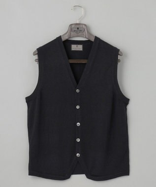 GOTAIRIKU 体温調整に【洗える/チクチクしにくい/ピリングしにくい】イタリア糸 ハイゲージ ベスト_WOOL100% ブラック系