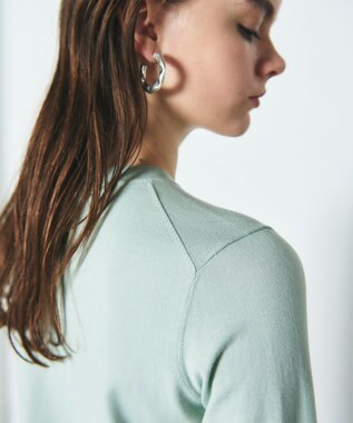 GRACE CONTINENTAL クルーニットカーディガン ライトグリーン