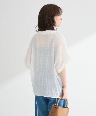 Green Parks シアーシャーリングフレンチスリーブシャツ Purple