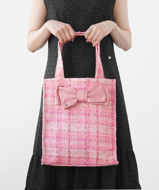 TOCCA 【キャンセル分販売！】【A4サイズ対応】COLOR OF GLORY CUSTOMIZED BAG カスタマイズ トートバッグ ピンクツイード×大リボン