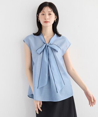 YECCA VECCA シアーボウタイブラウス Light Blue