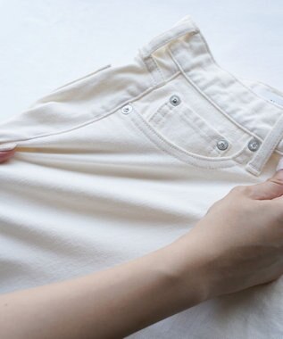 woadblue ブーティフレア ストレッチデニムパンツ ホワイト WHITE