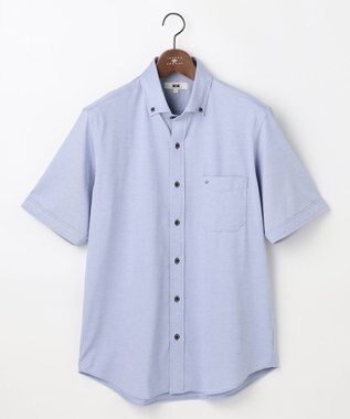 JOSEPH ABBOUD 【キングサイズ・ジャージー素材・ストレッチ・イージーケア】コンパクトジャージー半袖 シャツ ネイビー系
