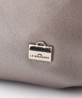 LA BAGAGERIE シープレザー ギャザーハンドル2wayラウンドトートバッグ ガンメタリック