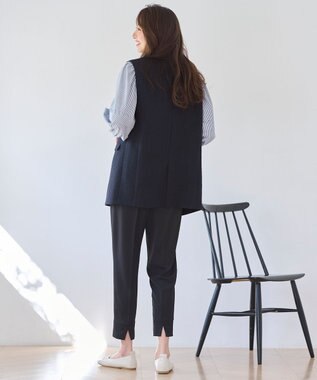 ANY リネンライクエアーヴィンテージ ジレ ネイビー