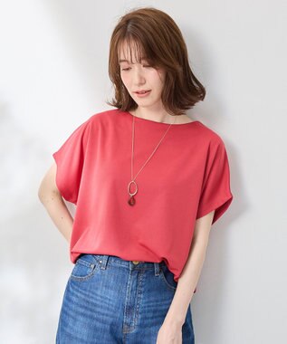 ANY 【洗濯機可/接触冷感/UVカット/アンチピリング】ドライポンチフレンチスリーブプルオーバー スカーレット