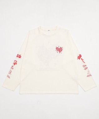 WEGO 【ユニセックス着用ITEM/MLサイズ展開】スリーブロゴグラフィックラグランT（LS） ホワイト