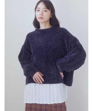 earth music&ecology シャイニーベロアモールプルオーバー Dark Gray