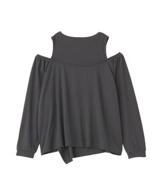 earth music&ecology マルチウェイショルダースリットトップス Charcoal Gray