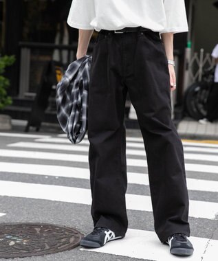 WEGO 【ユニセックス着用ITEM/SMLサイズ展開】デニムストレートパンツ ブラック