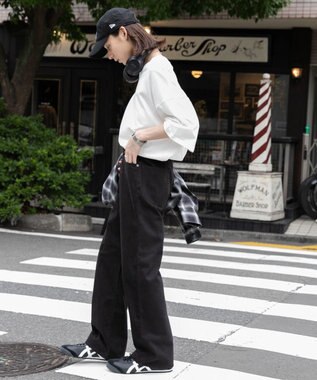 WEGO 【ユニセックス着用ITEM/SMLサイズ展開】デニムストレートパンツ ブラック