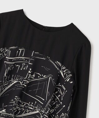GRACE CONTINENTAL プリントコンビドレス ブラック