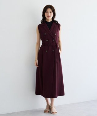 YECCA VECCA 【UVカット/接触冷感】トレンチジレワンピース Bordeaux