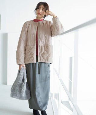 ANY SIS 【WEB・一部店舗限定】サテンカーゴ スカート グレー