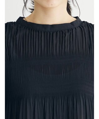 Green Parks マジョリカプリーツブラウス Black