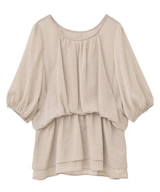 earth music&ecology レイヤードライクドット柄ブラウス Light Beige