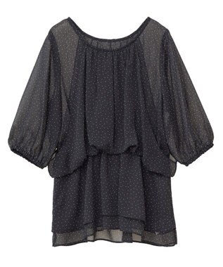 earth music&ecology レイヤードライクドット柄ブラウス Black
