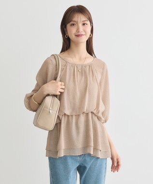 earth music&ecology レイヤードライクドット柄ブラウス Light Beige