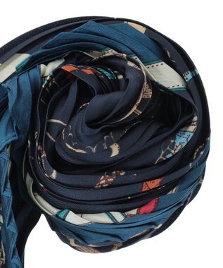 YECCA VECCA ビットプリントプリーツスカーフ Navy