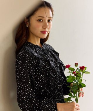 Feroux ウエストシャーリングラッフル ワンピース ブラック系1