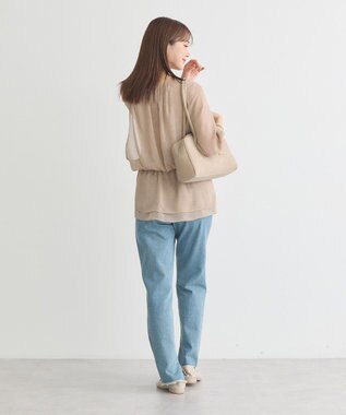 earth music&ecology レイヤードライクドット柄ブラウス Light Beige