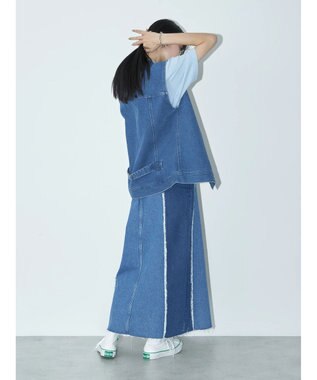 earth music&ecology Ｌｅｅ×ｅ．ｍ．ａ．ｅ　切替デニムスカート Indigo
