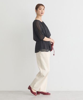 earth music&ecology レイヤードライクドット柄ブラウス Black