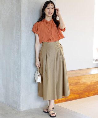 ANY SIS L 【洗える】バンドカラーレイヤード ブラウス テラコッタ