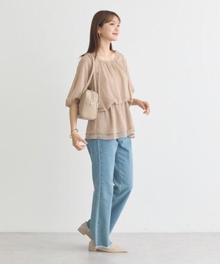 earth music&ecology レイヤードライクドット柄ブラウス Light Beige