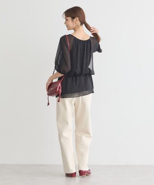 earth music&ecology レイヤードライクドット柄ブラウス Black