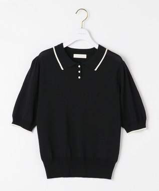 ANY SIS 【洗える】バイカラー ポロニット ブラック