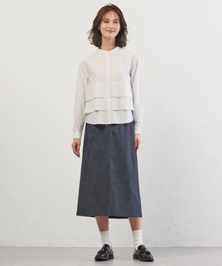 J.PRESS LADIES S 【WEB限定】セルロースシャンブレー ナロー スカート 【WEB限定】ネイビー系