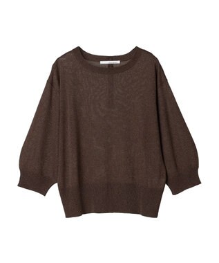 Green Parks ・ＥＬＥＮＣＡＲＥ　ＤＵＥバックパールシアー５分ニット Brown