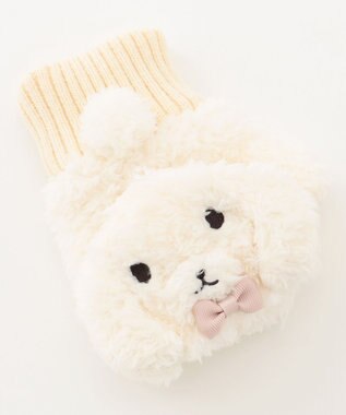 ANY KIDS アニマル ミトン アイボリー×プードル