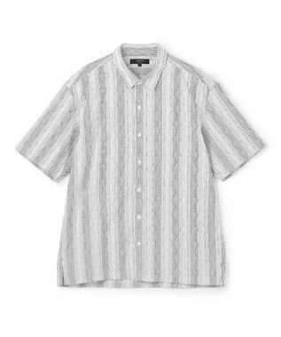 JOSEPH HOMME 【新柄】ストライプジャガードストレッチ 　レギュラーカラー半袖シャツ ホワイト系1