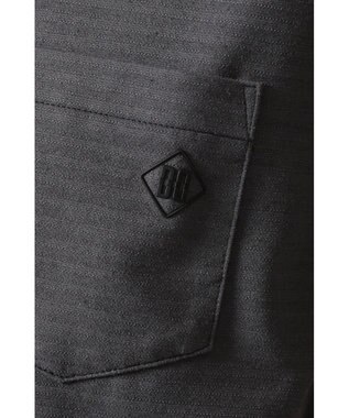 DAKS DAKS GOLF ボーダー冷感リネンミックス 半袖ポロシャツ ブラック