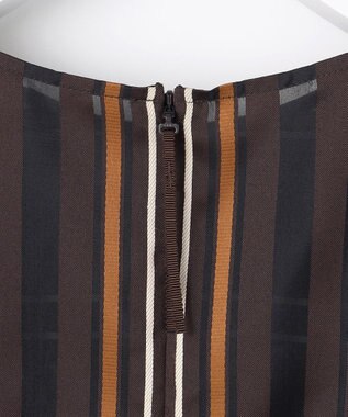 自由区 マルチストライプジャカードノースリーブ ブラウス ブラウン系