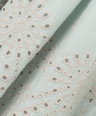 自由区 S 【カタログ掲載・洗える】エンブロイダリーローン スカート アクア×ベージュ