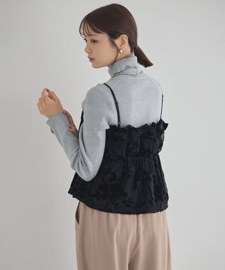 earth music&ecology ベロアフラワービスチェ Black