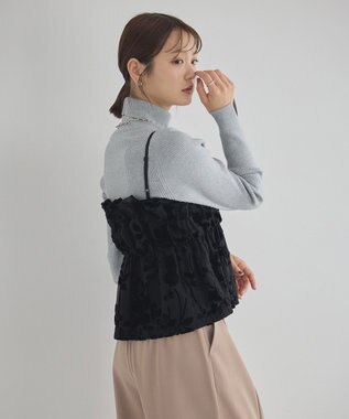 earth music&ecology ベロアフラワービスチェ Black