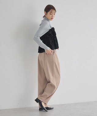 earth music&ecology ベロアフラワービスチェ Black