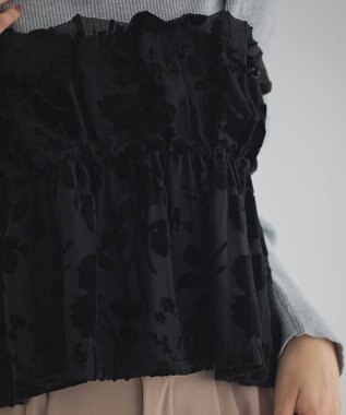 earth music&ecology ベロアフラワービスチェ Black