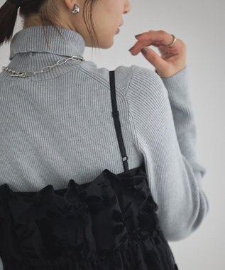 earth music&ecology ベロアフラワービスチェ Black