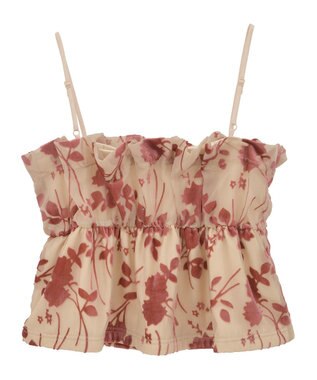 earth music&ecology ベロアフラワービスチェ Pink