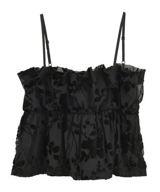 earth music&ecology ベロアフラワービスチェ Black