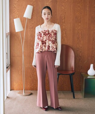 earth music&ecology ベロアフラワービスチェ Pink