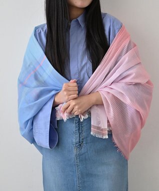 POLS 播州織 極細コットンストール ピンク