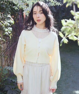 earth music&ecology パールボタンショートニットカーディガン